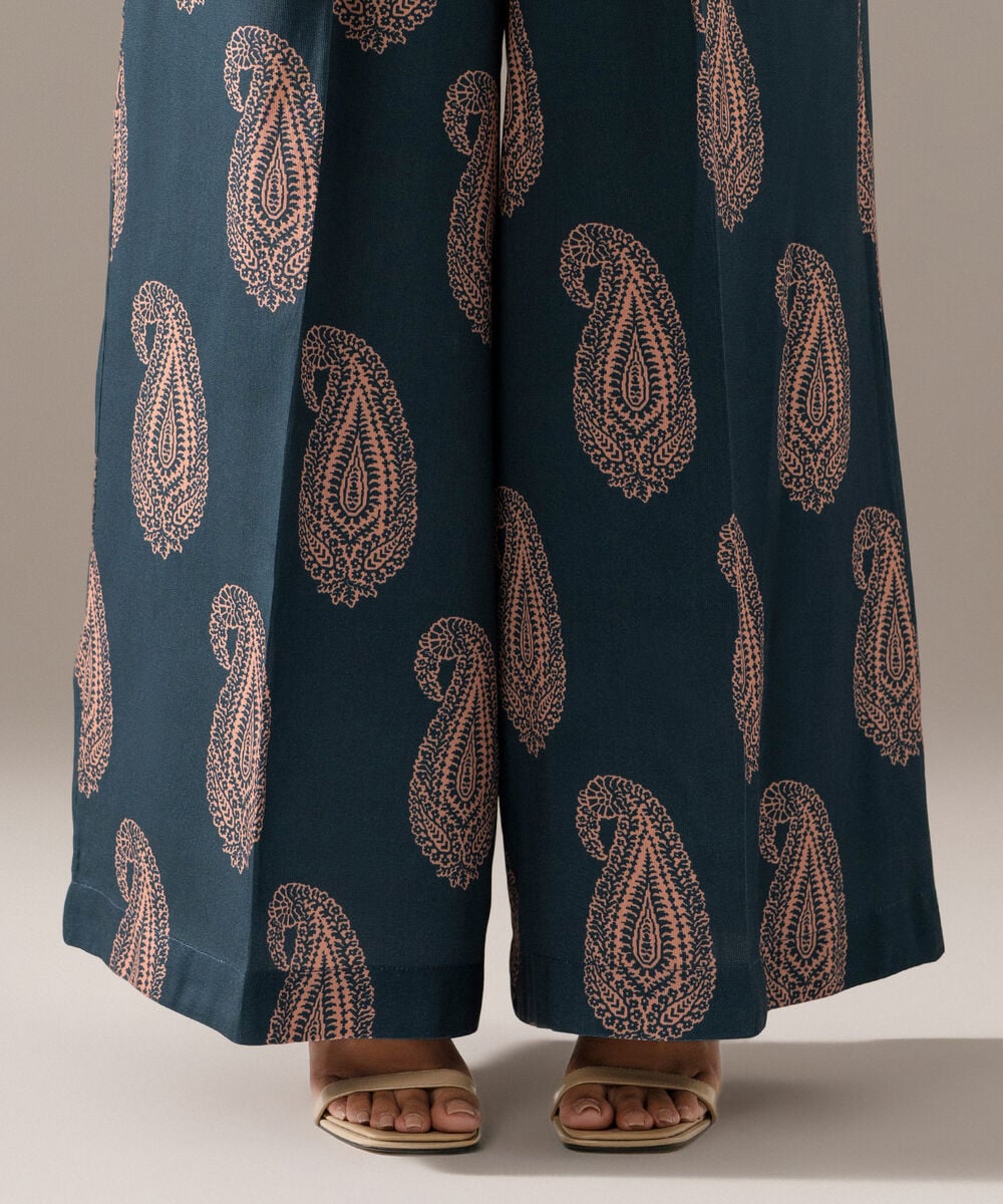 Women's RTW Bedford Printed Blue Flared Pants
