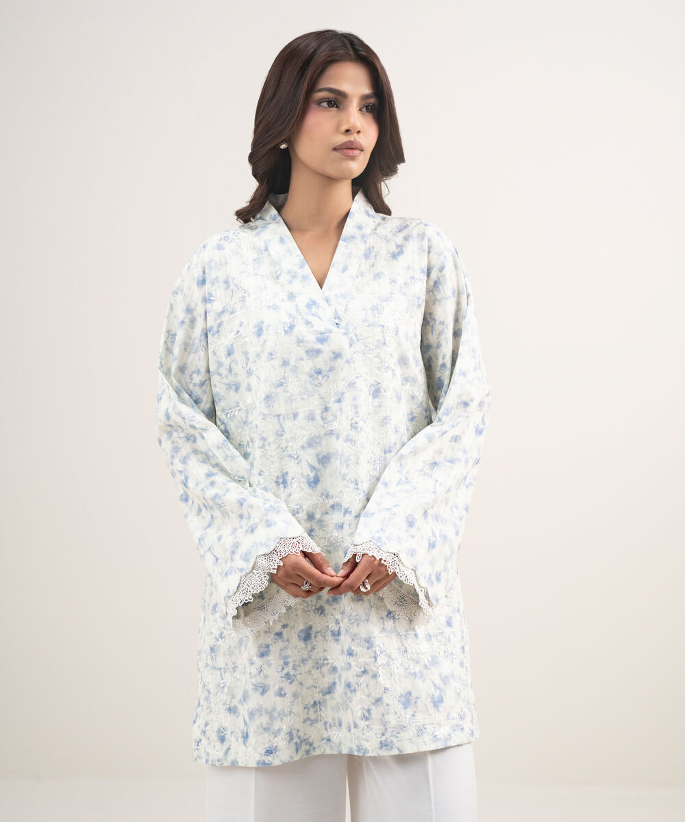 Women's RTW Leno Kara Embroidered Off White Straight Shirt
