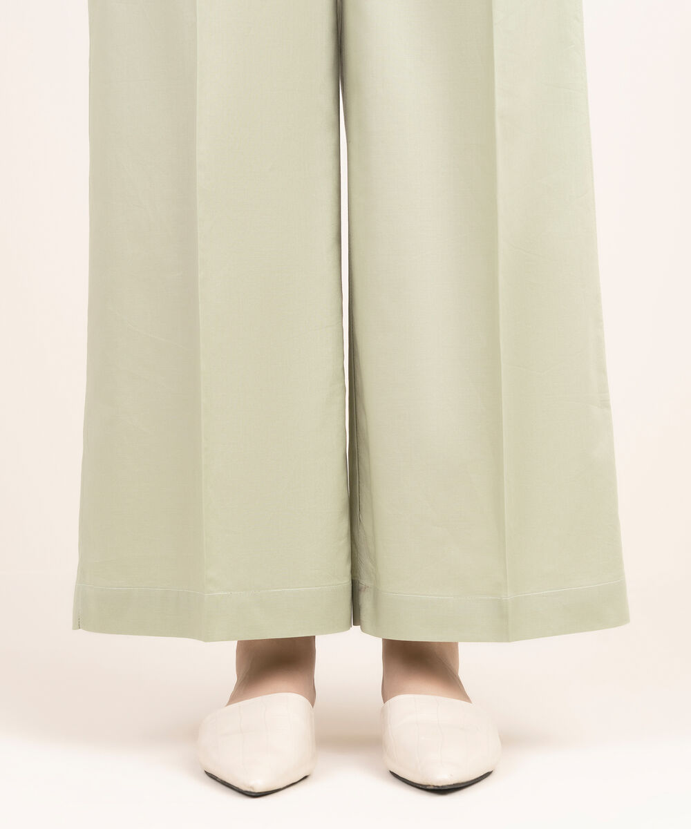 Women's RTW Cambric Solid Green Culottes