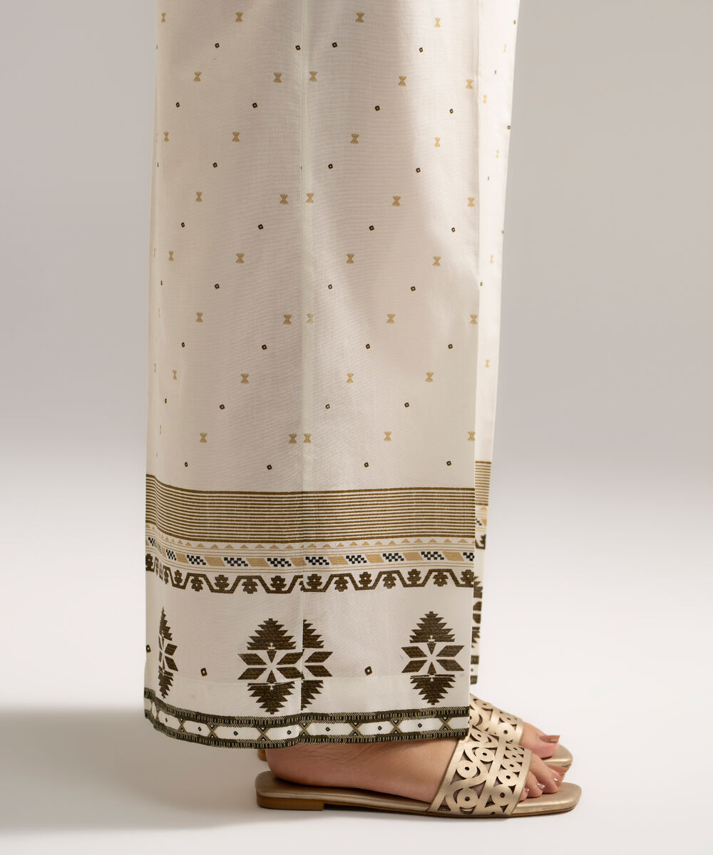 Women's RTW Cambric Printed White Culottes