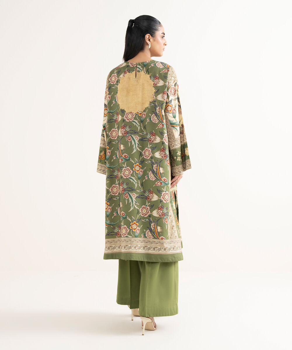 Women's RTW Cotton Viscose Printed Straight Green Shirt