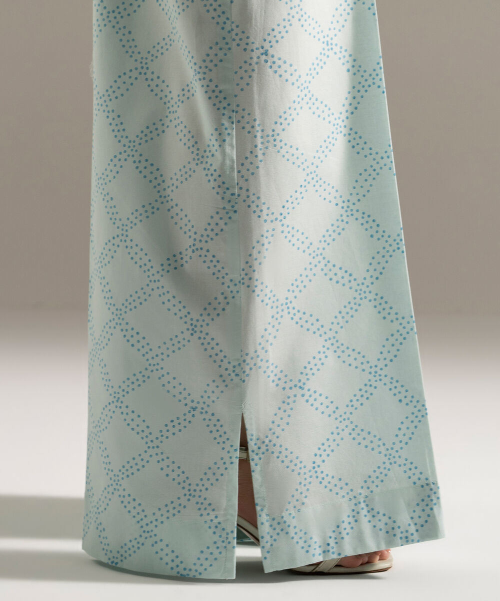 Women's RTW Cambric Printed Blue Flared Pants