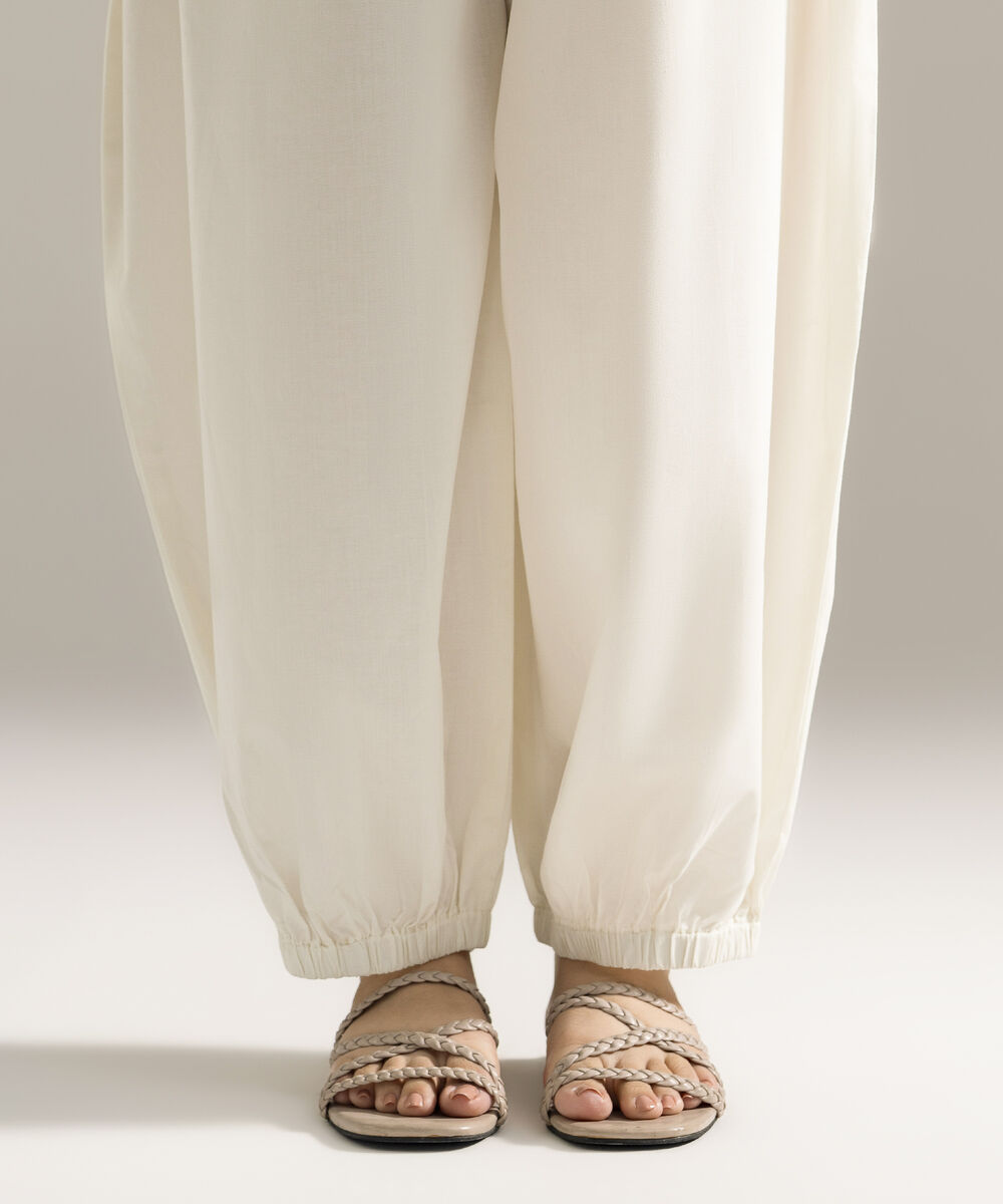Women's RTW Cambric Printed White Balloon Pants