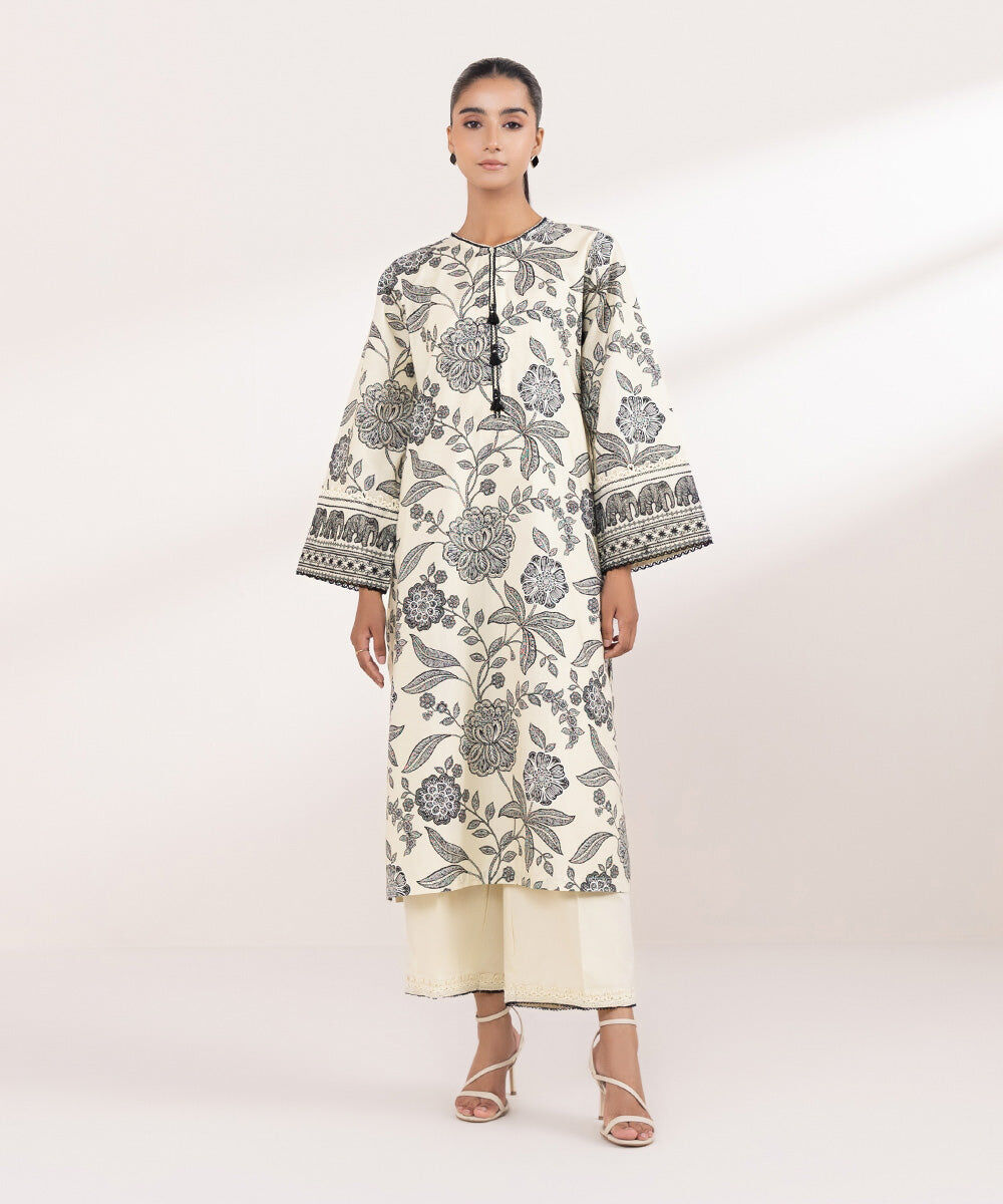 Women's Pret Cambric Multi Embroidered A-Line Shirt