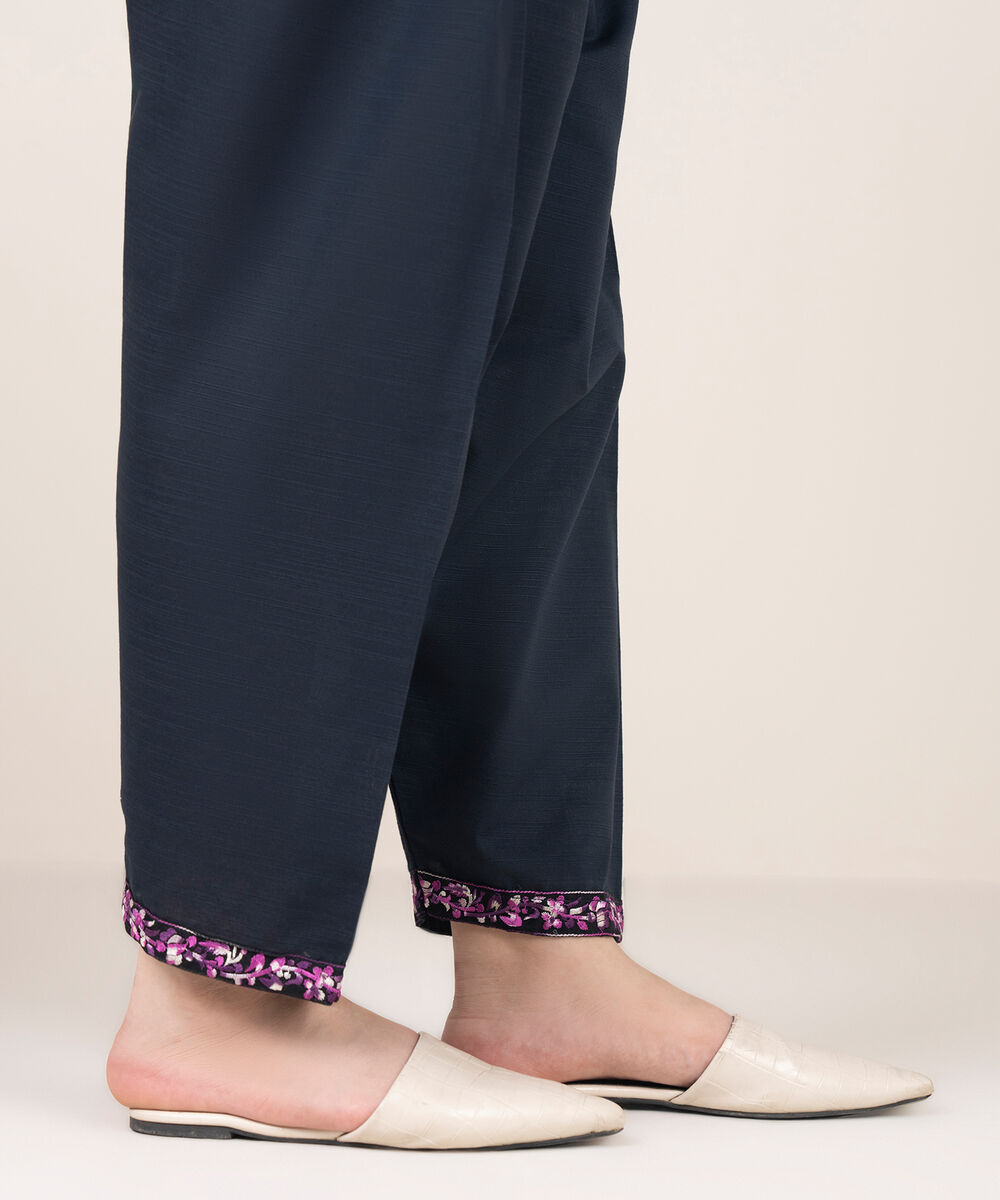 Women's RTW Khaddar Embroidered Black Shalwar