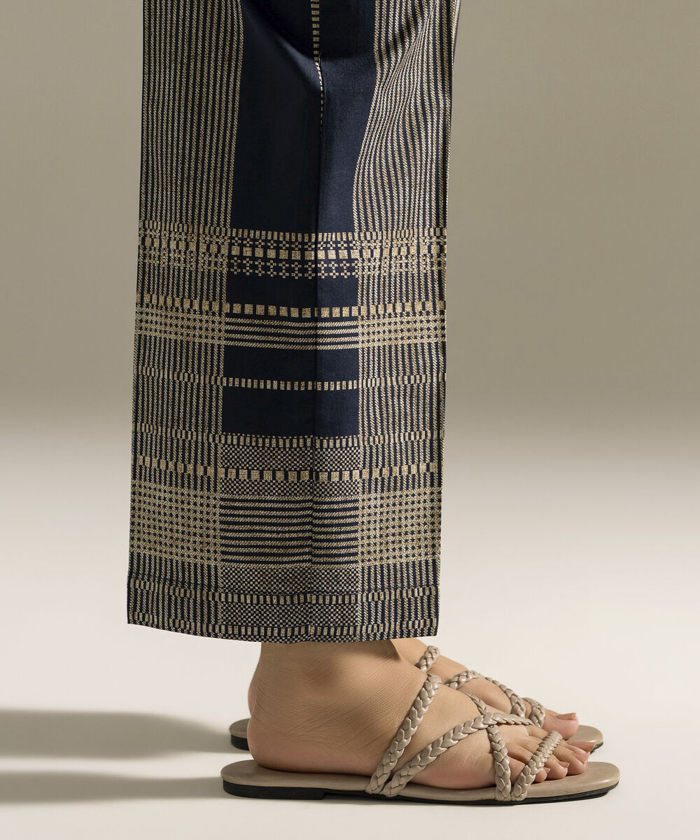 Women's RTW Cambric Printed Dark Blue Straight Pants