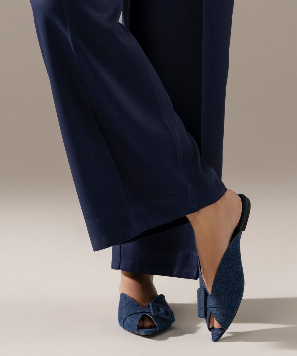 Women's RTW Viscose Marina Solid Blue Culottes