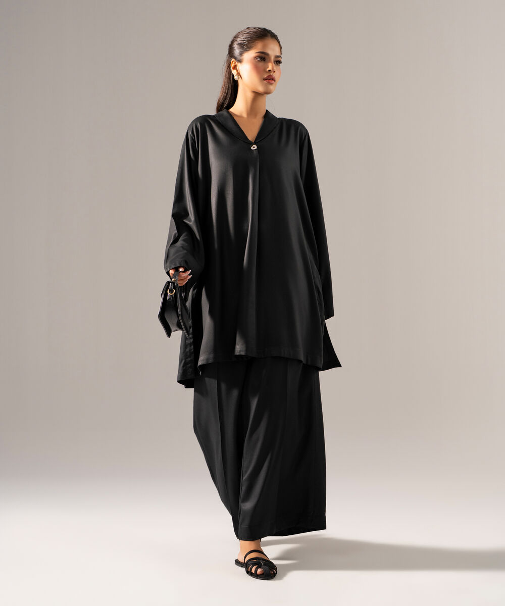 Women's RTW Bedford Solid Black 2 Piece Suit