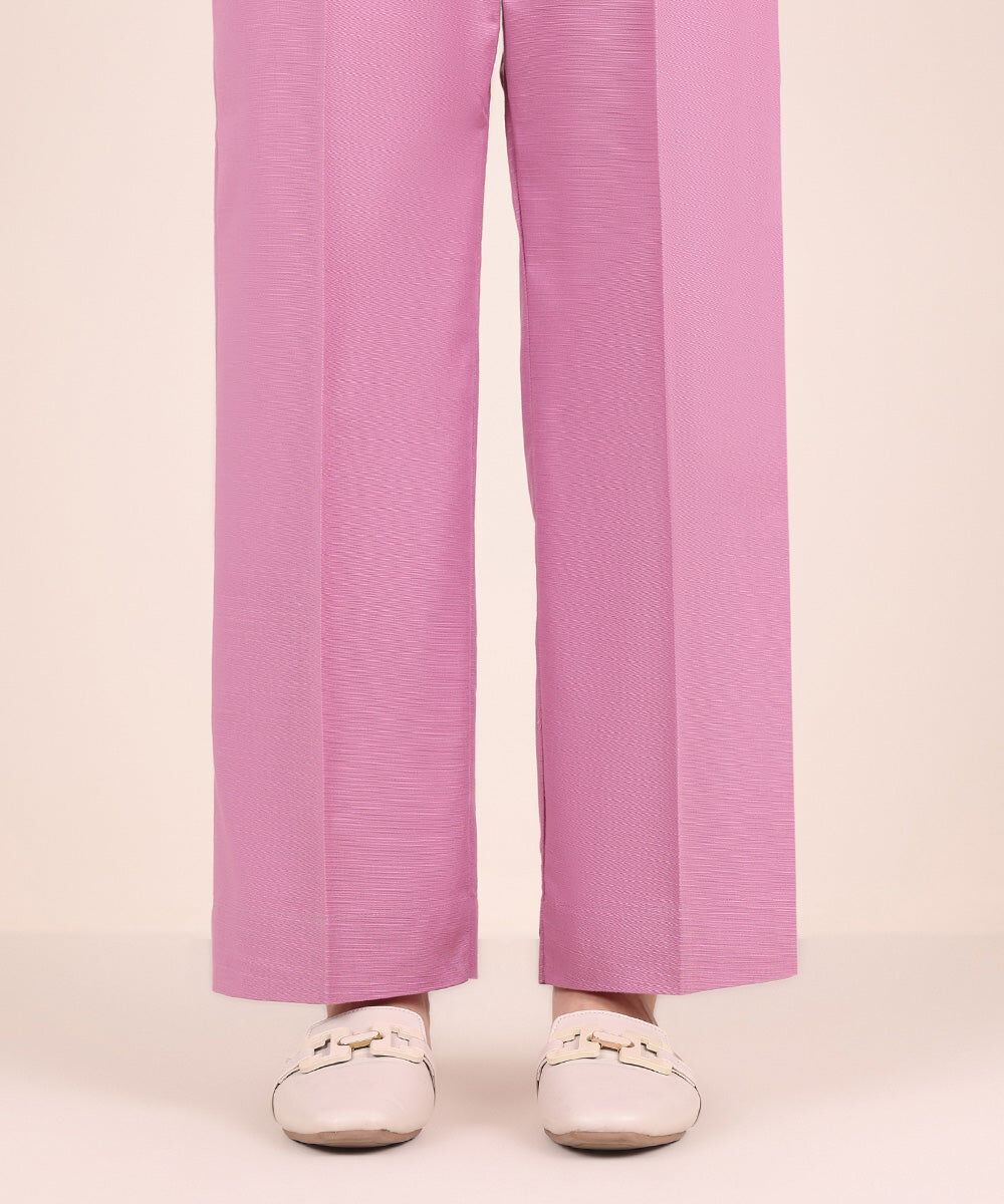 Women's Pret Khaddar Purple Solid Straight Pants