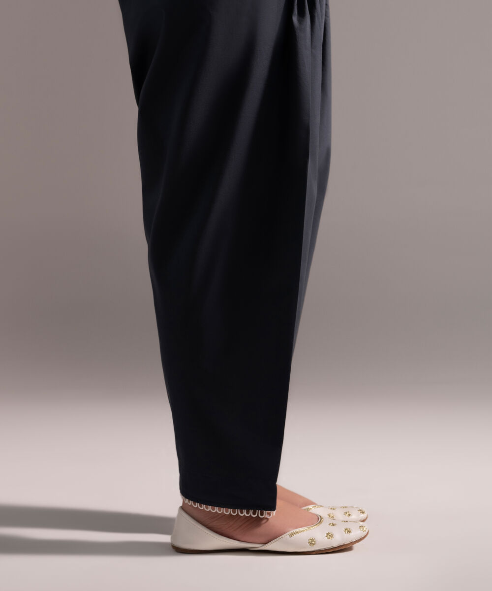 Women's RTW Cambric Solid Charcoal Grey Skinny Shalwar