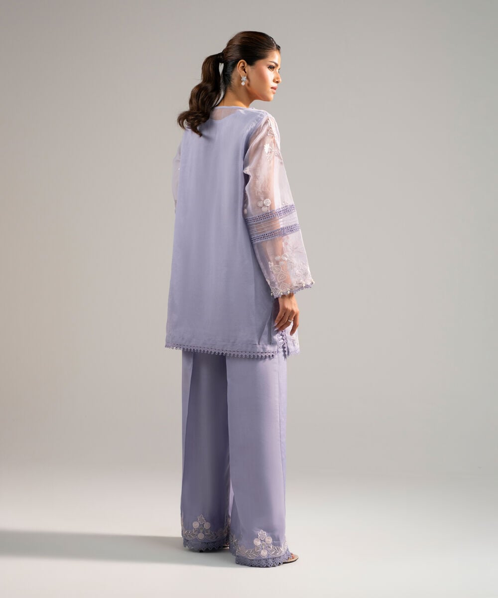 Women's RTW Organza Embroidered Lilac 2 Piece Suit