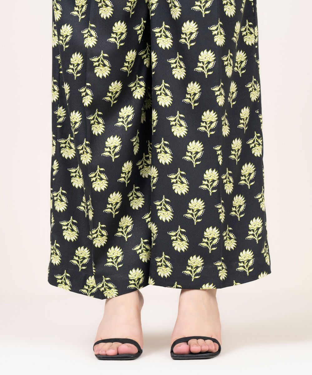 Women's RTW Dobby Printed Black Culottes