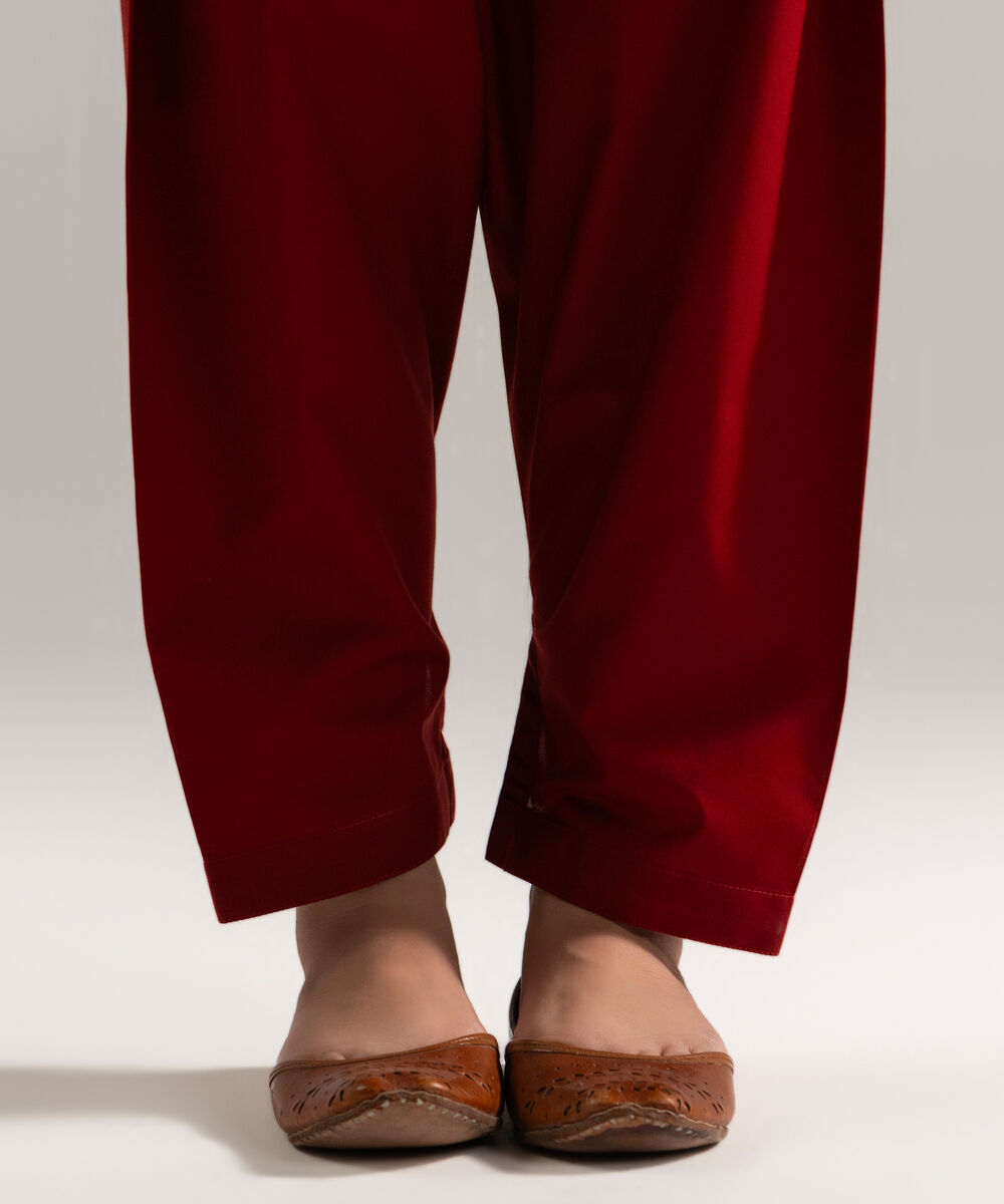 Women's RTW Cambric Solid Red Skinny Shalwar