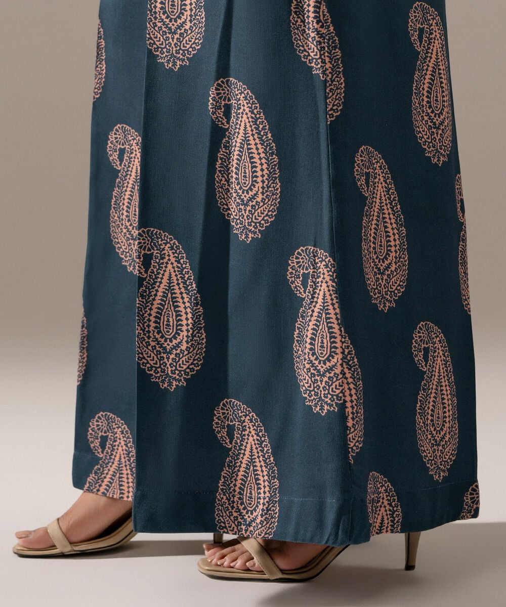 Women's RTW Bedford Printed Blue Flared Pants