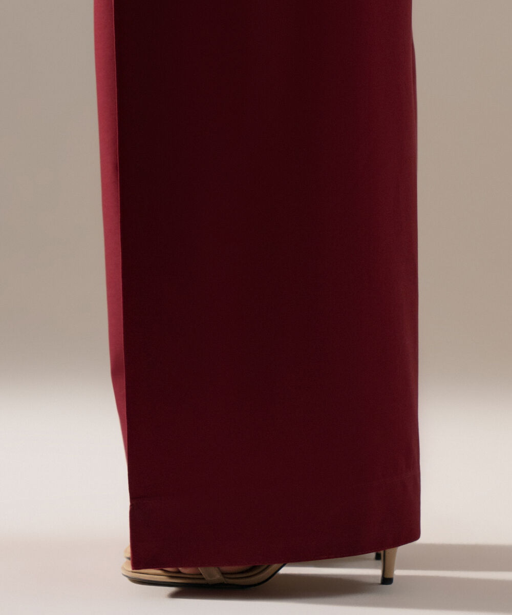 Women's RTW Cambric Solid Maroon Farshi Shalwar