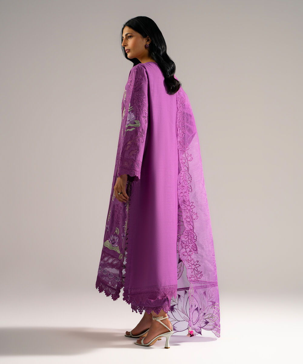 Women's RTW Crosshatch Embroidered Purple 3 Piece Suit