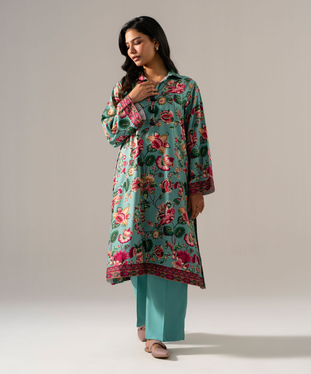Women's RTW Viscose Marina Printed Blue 2 Piece Suit