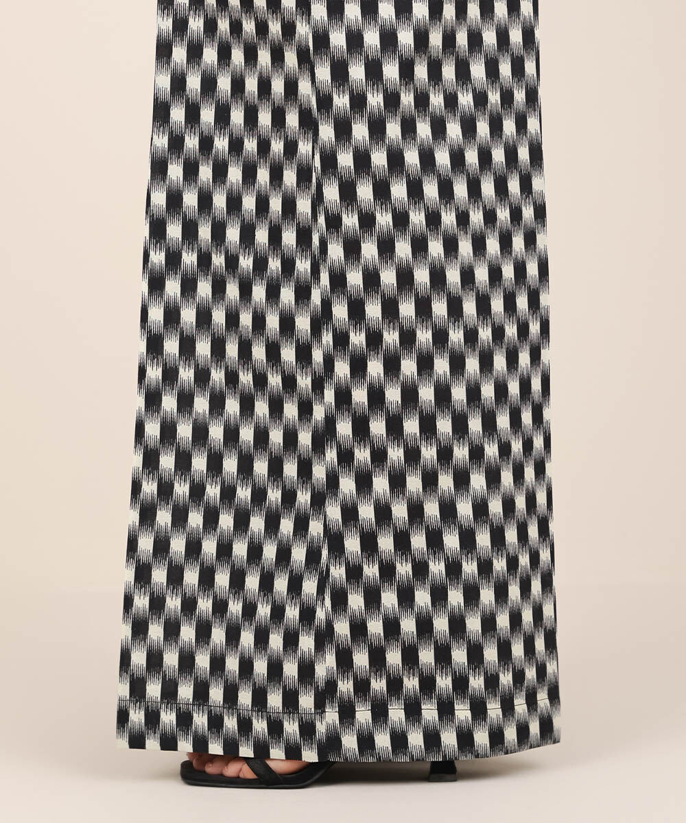Women's RTW Cambric Black Printed Flared Pants