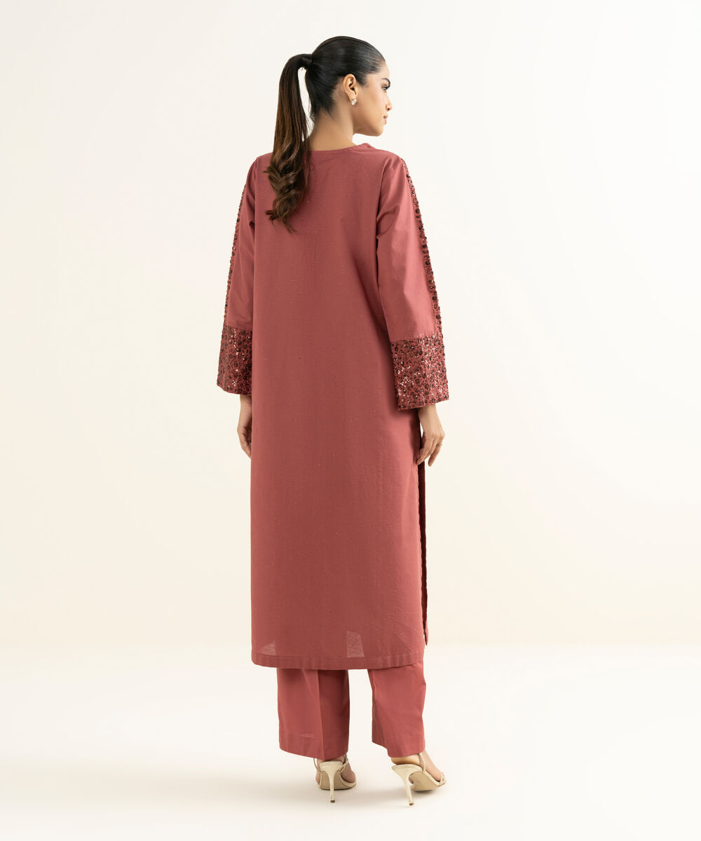 Women's RTW Multineps Embroidered Brown A-Line Shirt