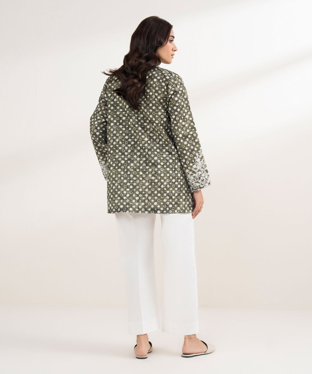 Women's RTW Khaddar Embroidered Green Shirt