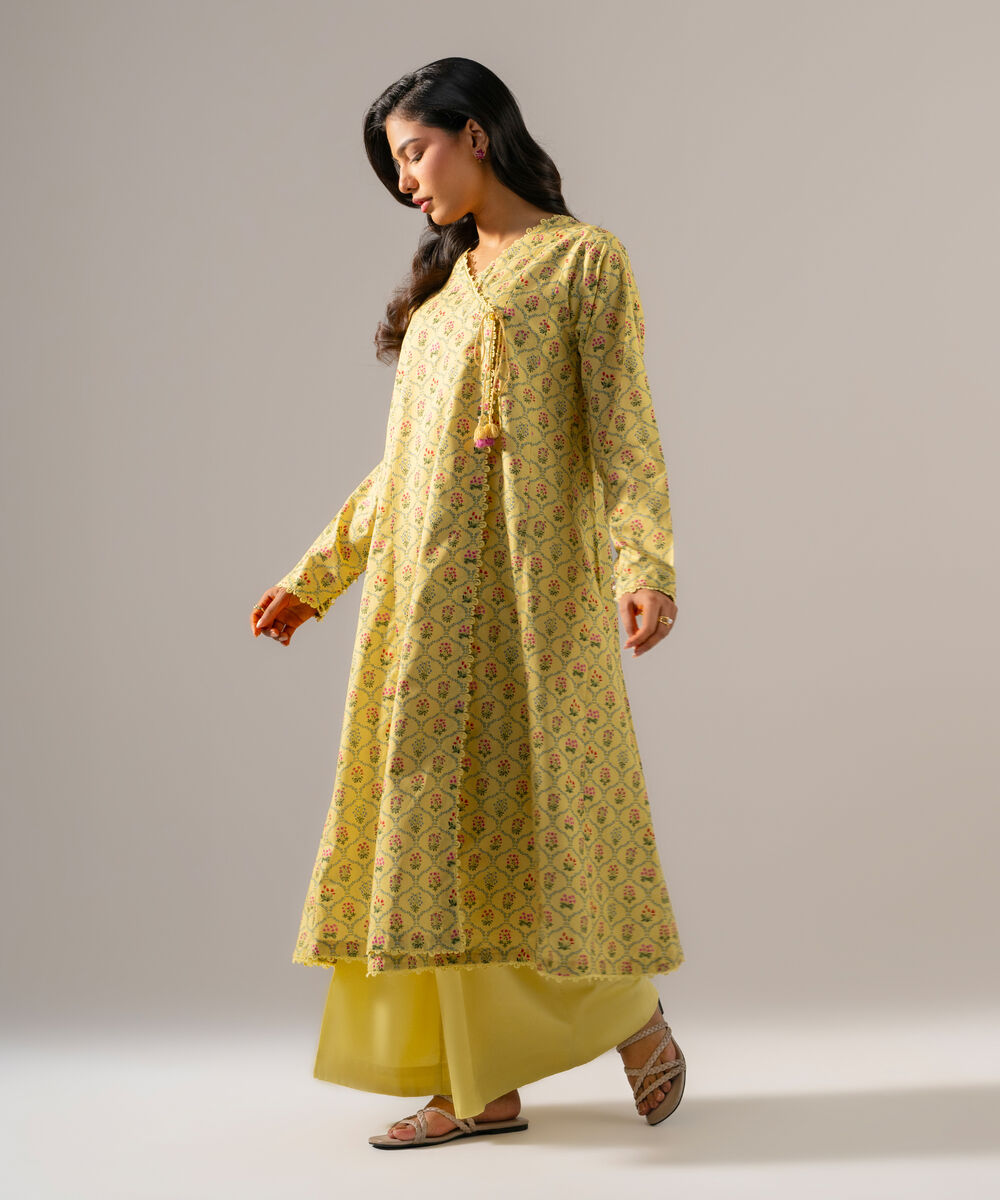 Women's RTW Regular Khaddar Printed Pale Yellow Shirt and Trousers