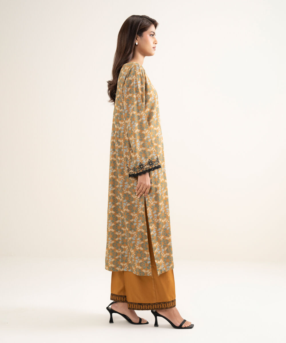 Women's RTW Cambric Embroidered Brown Culottes
