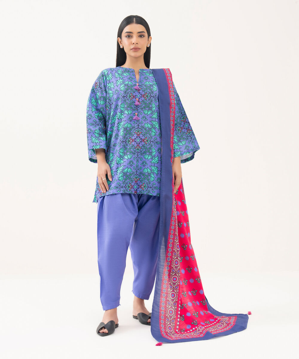 Light Khaddar Printed Pink Dupatta