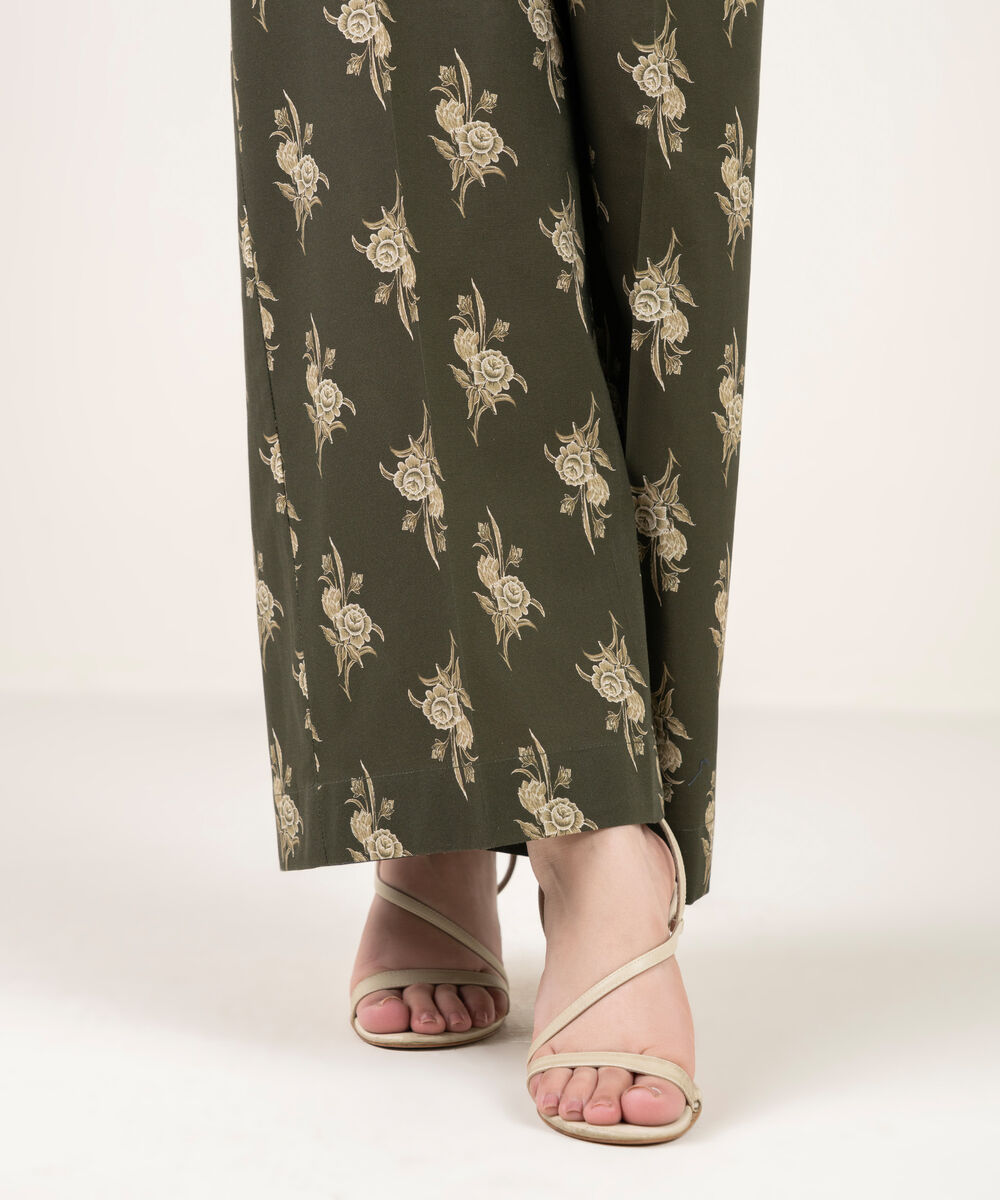 Women's RTW Cambric Printed Green Culottes