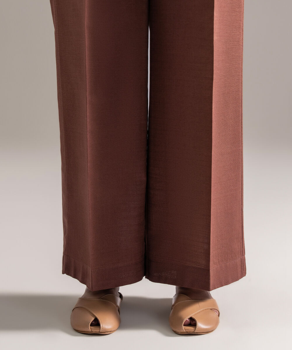 Women's RTW Khaddar Solid Brown Culottes