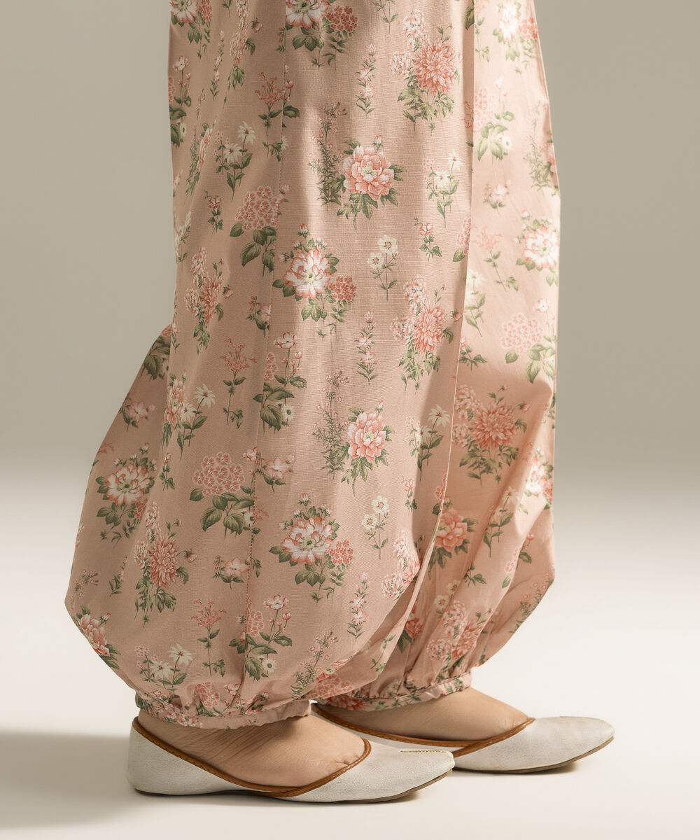 Women's RTW Cambric Printed Pink Balloon Pants