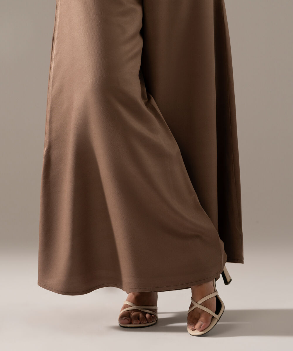 Women's RTW Bedford Solid Dark Beige Flared Pants