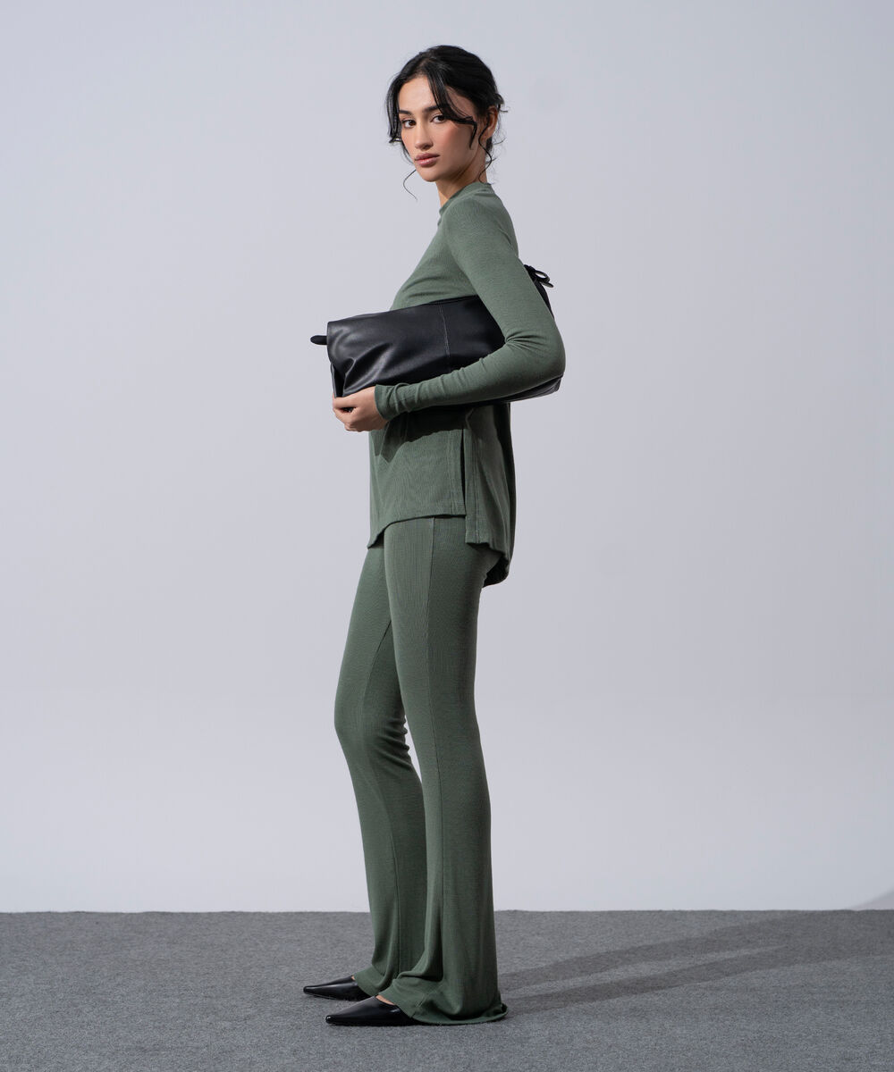 Women's Western Wear Green Slim-Fit Trousers