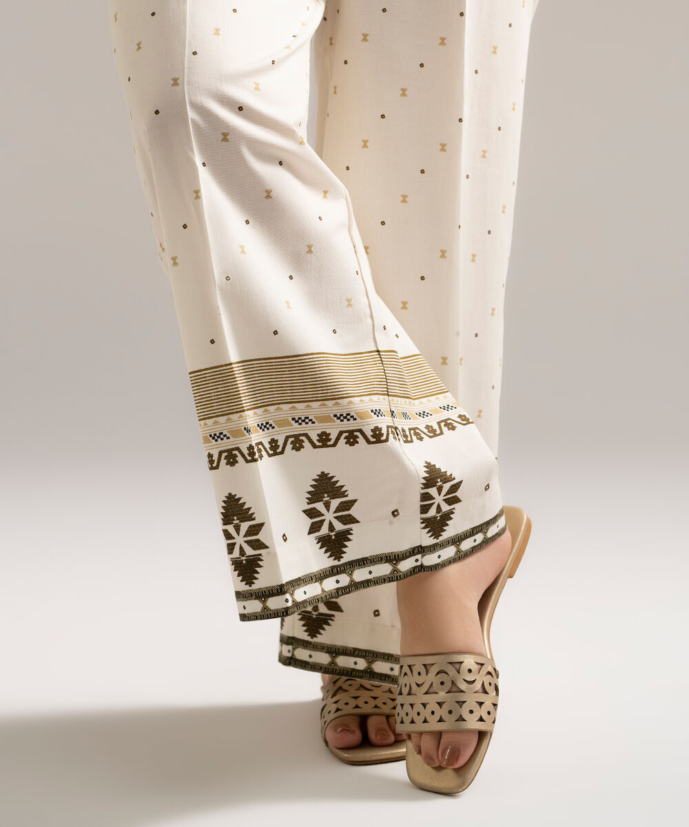 Women's RTW Cambric Printed White Culottes