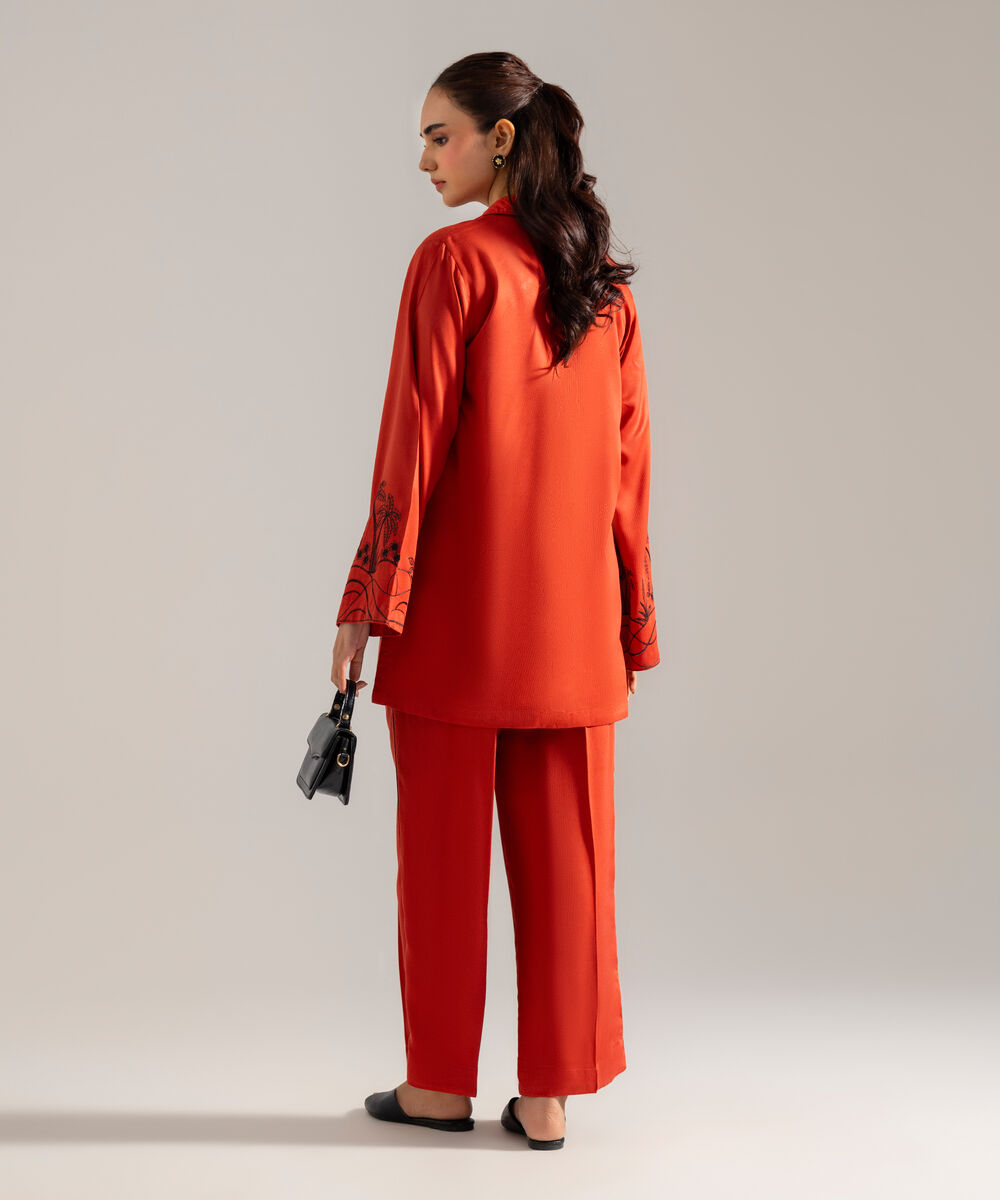 Women's RTW Solid Embroidered Rust Bedford Shirt