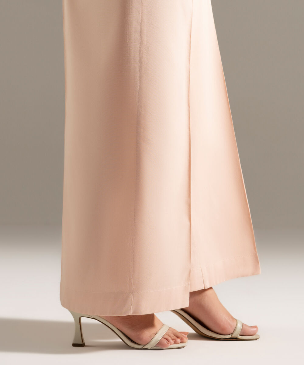 Women's RTW Cotton Viscose Solid Peach Culottes