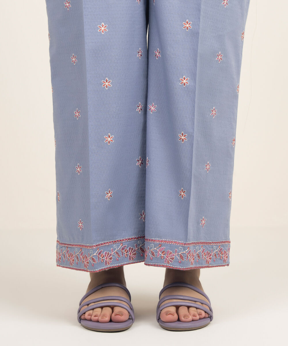 Women's RTW Dobby Embroidered Grey Culottes