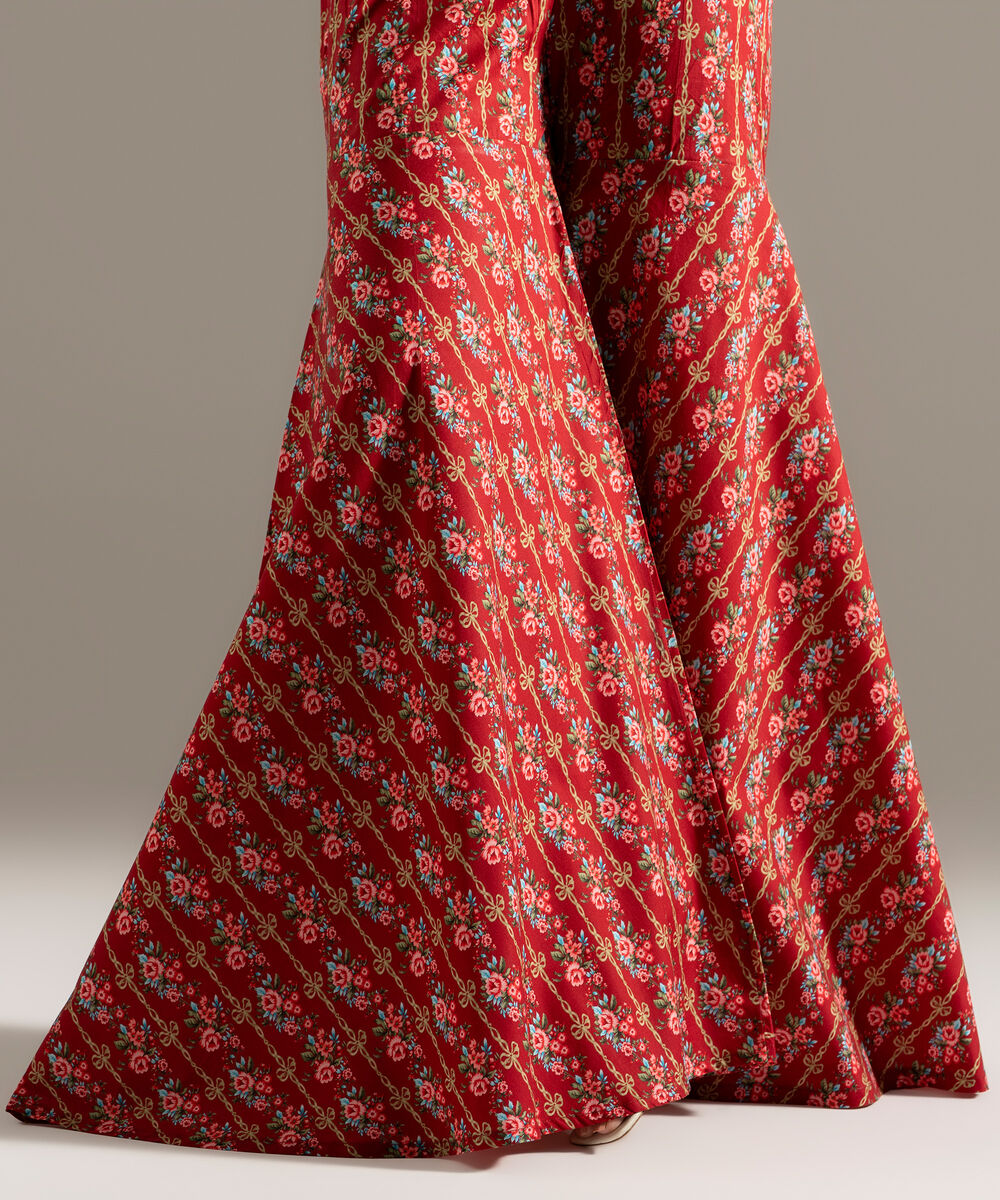 Women's RTW Cambric Printed Maroon Sharara