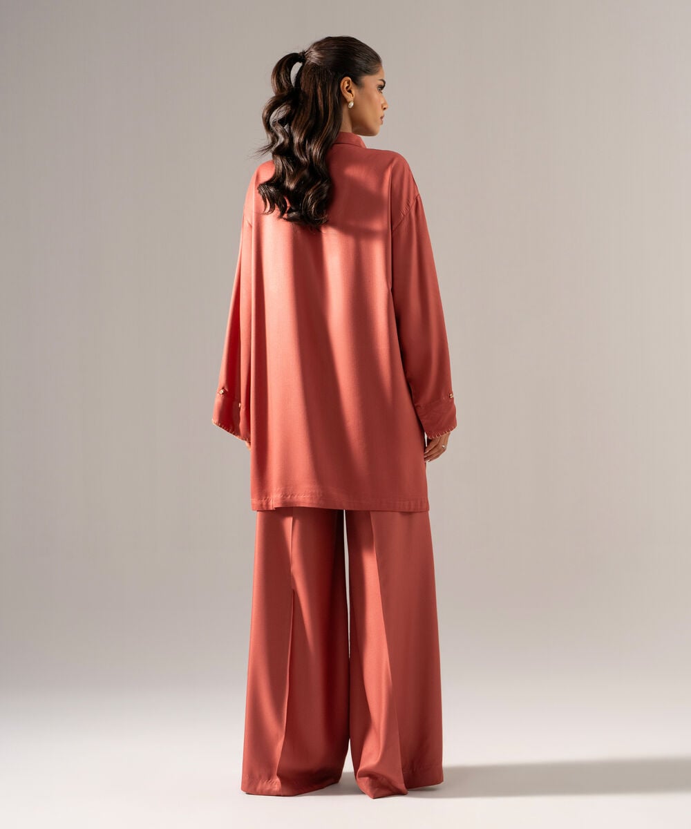 Women's RTW Bedford Solid Peach 2 Piece Suit