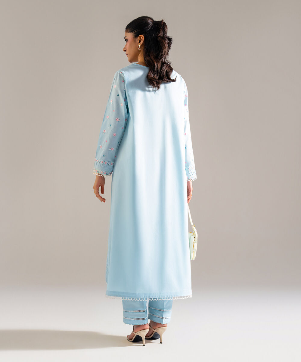 Women's RTW Lawn Embroidered Blue 2 Piece Suit
