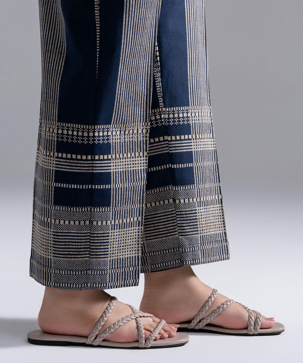 Women's RTW Cambric Printed Dark Blue Straight Pants