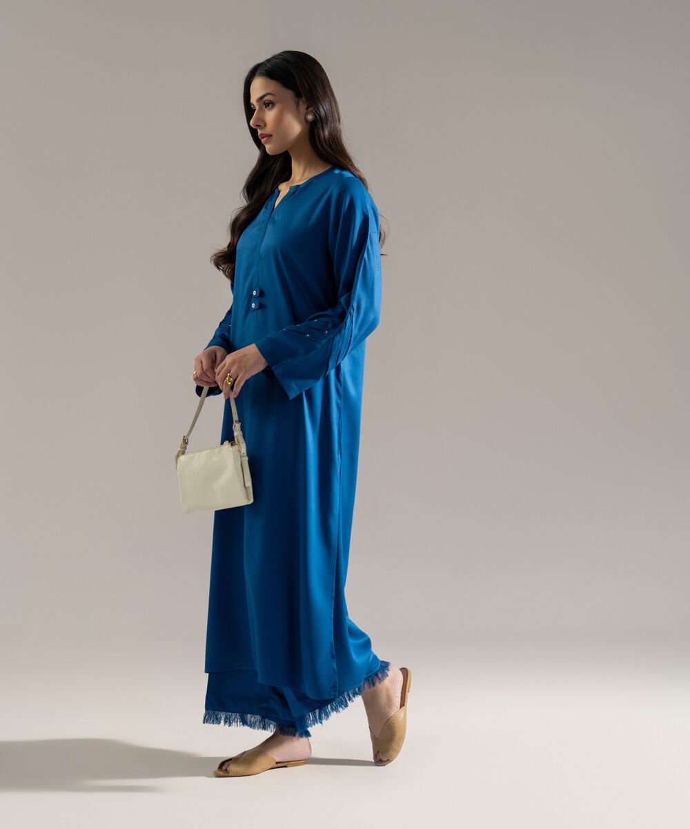 Women's RTW Bedford Solid Blue 2 Piece Suit
