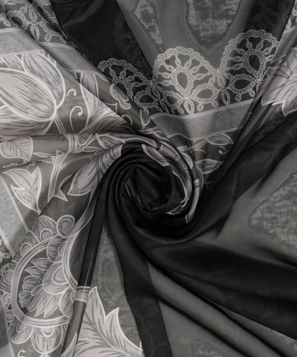 Amber Silk Printed Black Dupatta
