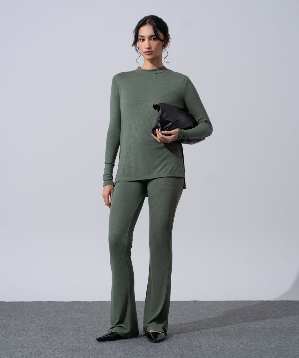 Women's Western Wear Green Slim-Fit Trousers