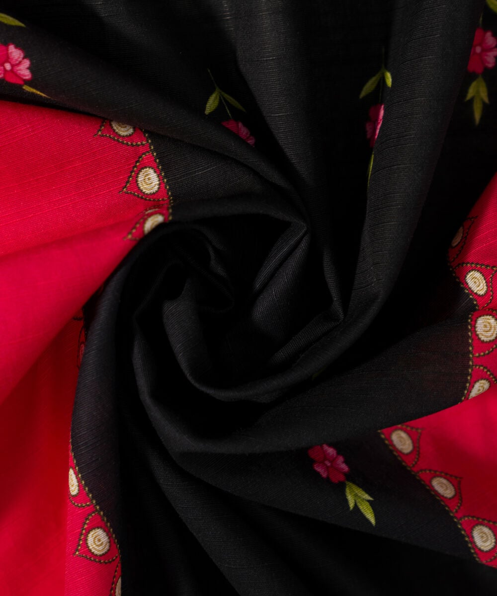 Women's RTW Printed Black Khaddar Dupatta
