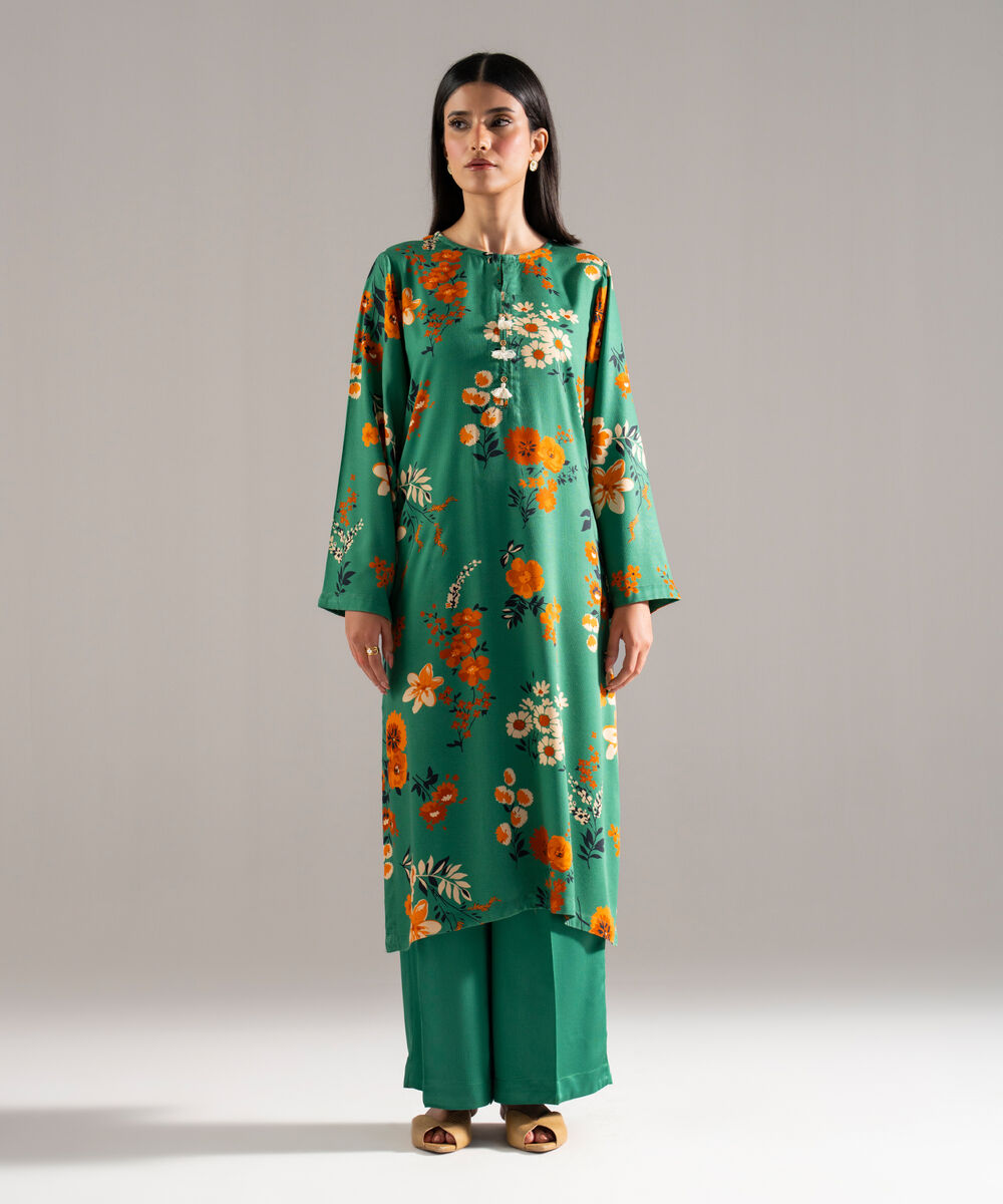 Women's RTW Bedford Printed Green 2 Piece Suit