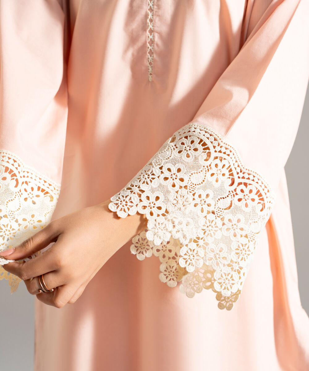 Women's RTW Cambric Printed Pink 3 Piece Suit