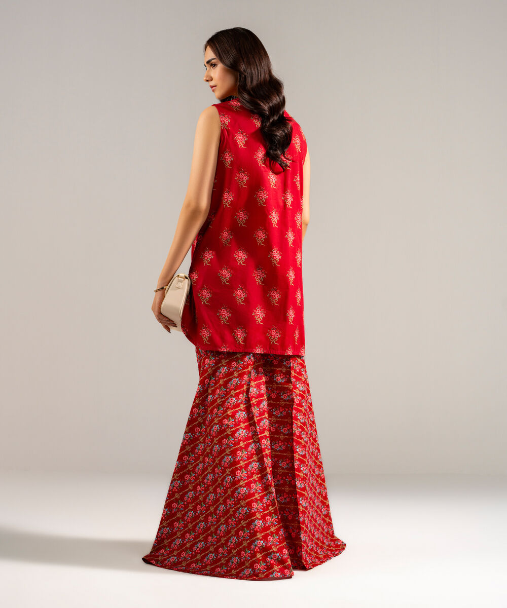 Women's RTW Lawn Embroidered Maroon Straight Shirt