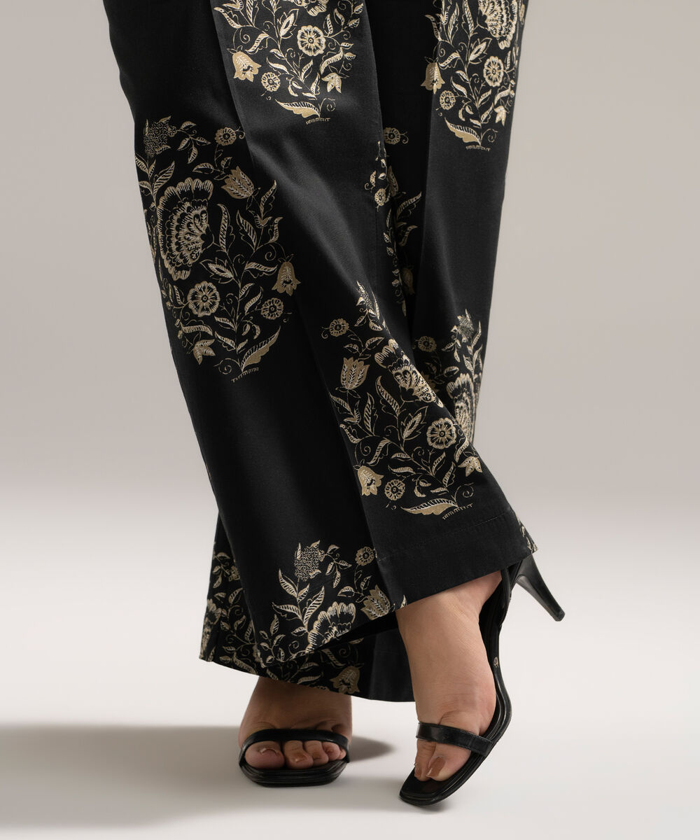 Women's RTW Cambric Printed Black Culottes