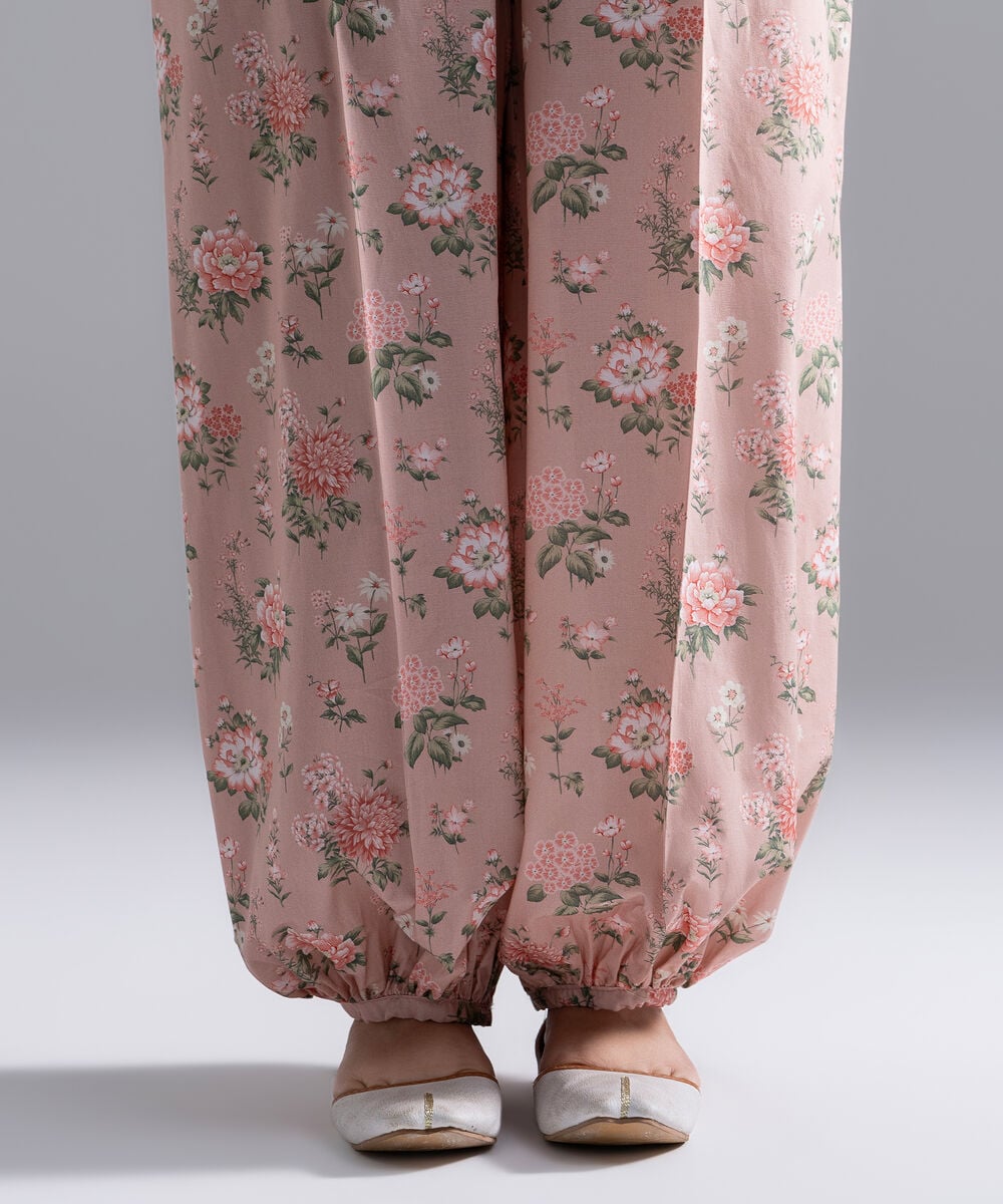 Women's RTW Cambric Printed Pink Balloon Pants
