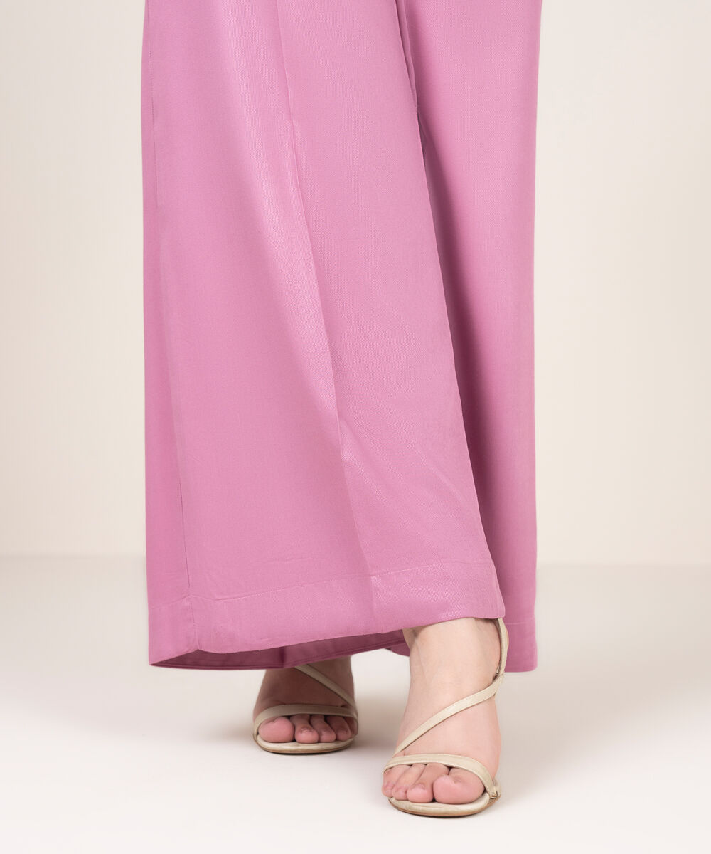 Women's RTW Bedford Solid Pink Flared Pants